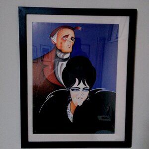 Framed caricature of Richard Burton and Elizabeth Taylor by Risko